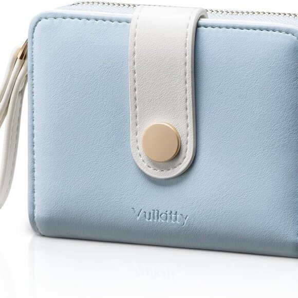 Accessories - Women's Slim Faux Leather Bifold Wallet Card Holder with Coin Pocket & ID Window
